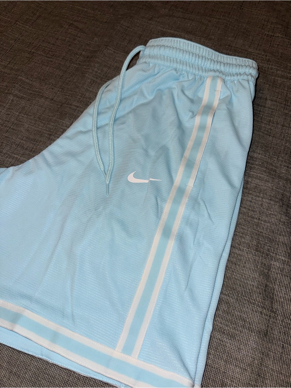 Nike Light Blue Athletic Shorts with White Stripe